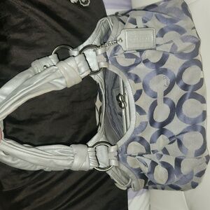Coach Purple and Gray Shoulder Bag with Geometric Pattern
